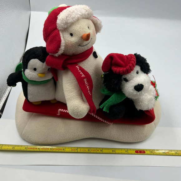 Vintage Hallmark Jingle Pals Snowman Sled Dog & Penguin TESETD Working 7197 - Picture 3 of 10